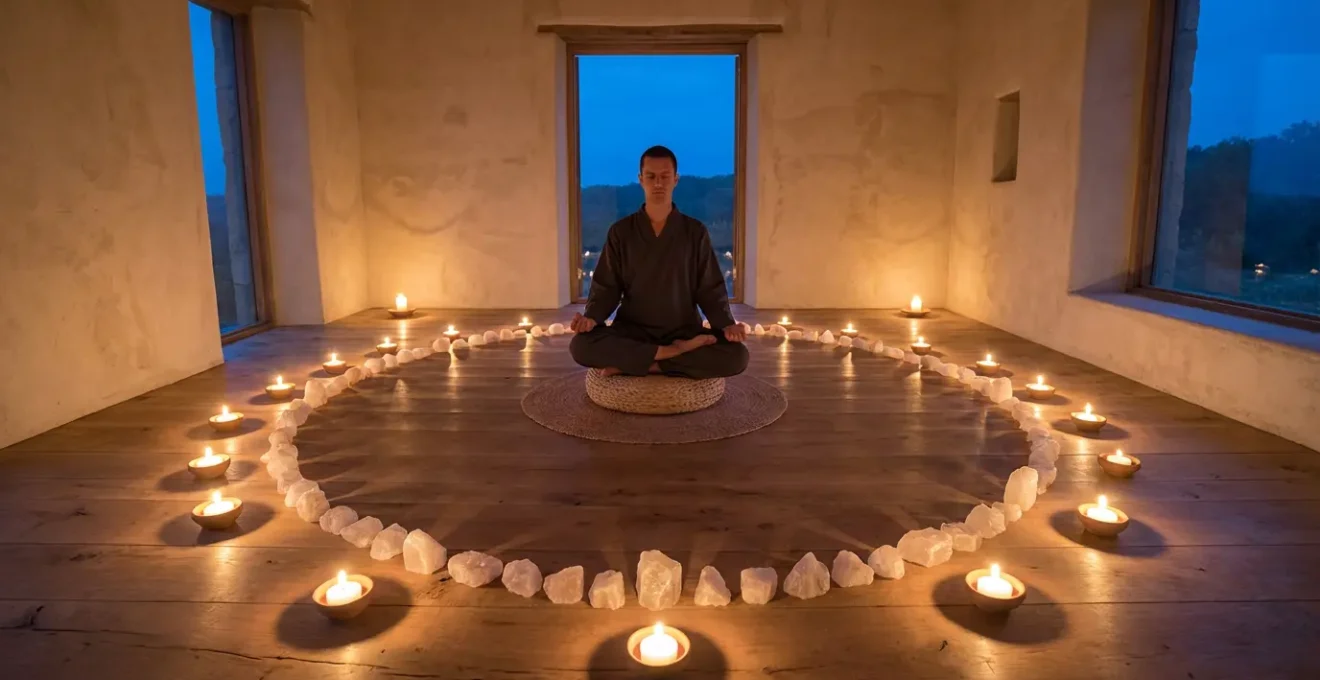 Campo energetico protettivo durante meditazione spirituale
