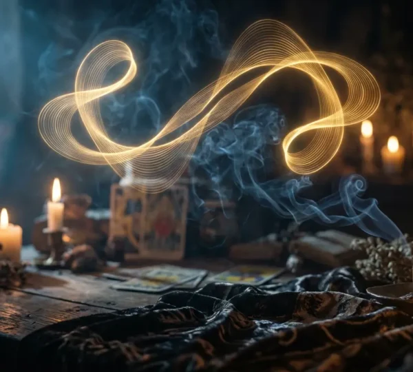 Illustrazione della connessione vocale tra consultante e sensitivo durante una lettura